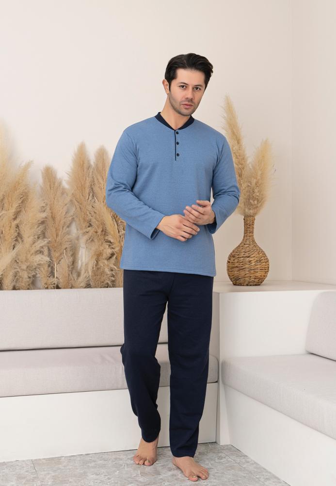 Pijamă bărbat Big Size vătuită, mânecă lungă, pantaloni lungi,En-gros